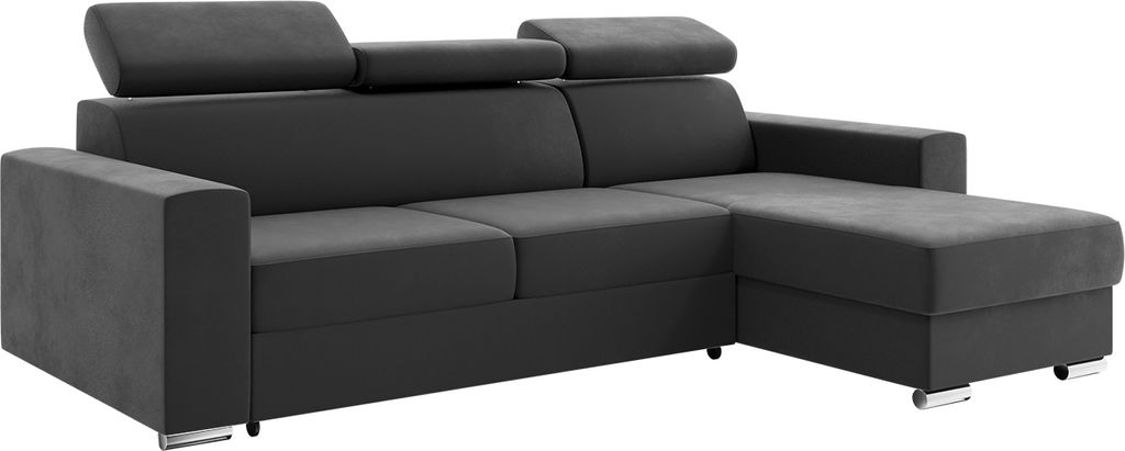 MEBLINI Schlafcouch mit Bettkasten - Ecksofa mit Schlaffunktion - Sofa mit Relaxfunktion und Kopfstützen - Couch L-Form - Eckcouch - Wohnlandschaf...