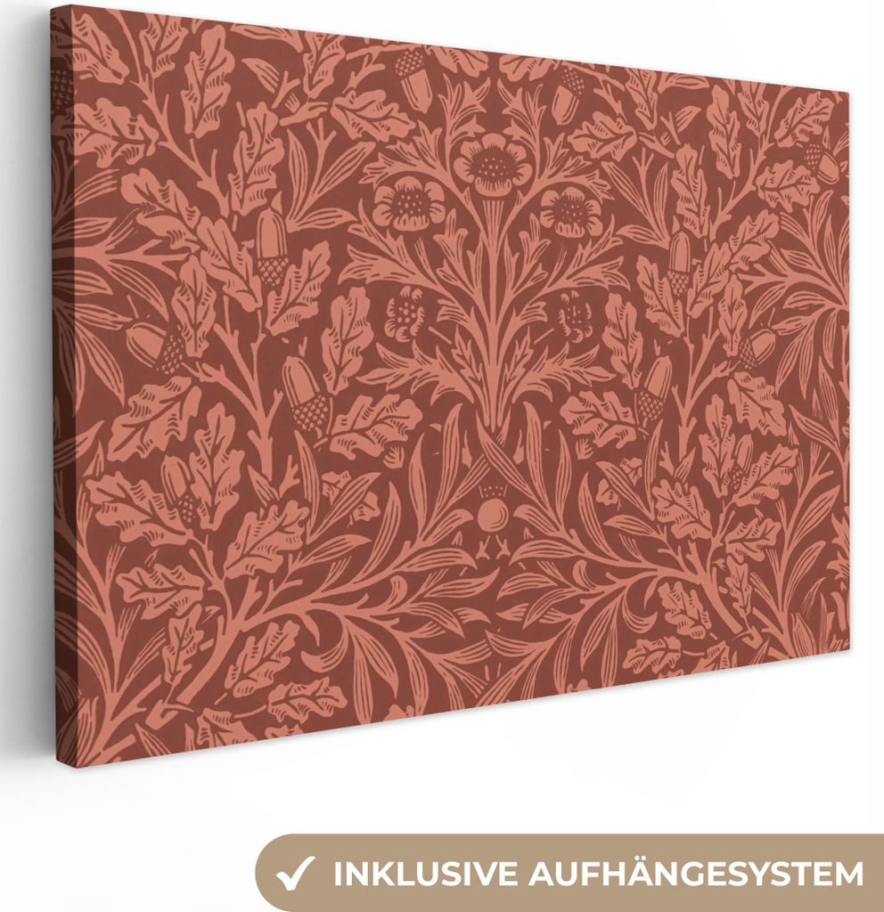 OneMillionCanvasses - Leinwandbilder - 150x100 cm, Blätter - Pflanzen - Morris - Braun, Wandbilder Kunstdruck Wanddekoration - Foto auf Leinwand...