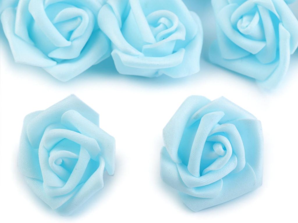 10 x Deko Rose / Rosenblüte / Rosenkopf 4cm, blau