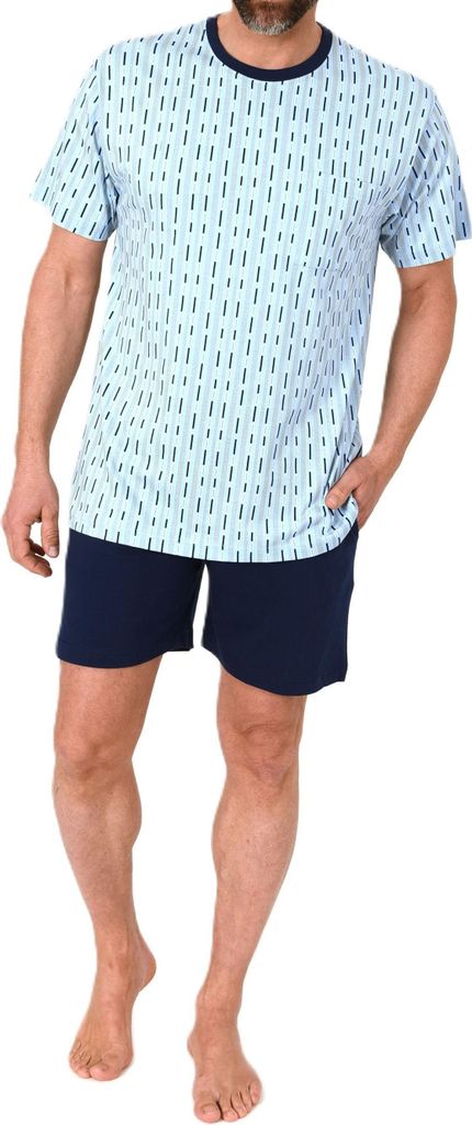 Normann Herren kurzarm Schlafanzug Shorty Pyjama ; hellblau , 50