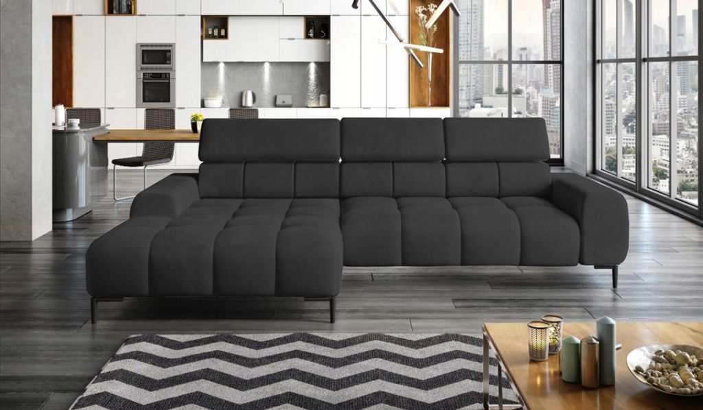 Polsterecke gepolstertes Ecksofa L-förmig Links Ecksofa mit Schlaffunktion Sofa mit Schlaffunktion Kleiner 3-Sitzer Verstellbare Kopfstützen und ...