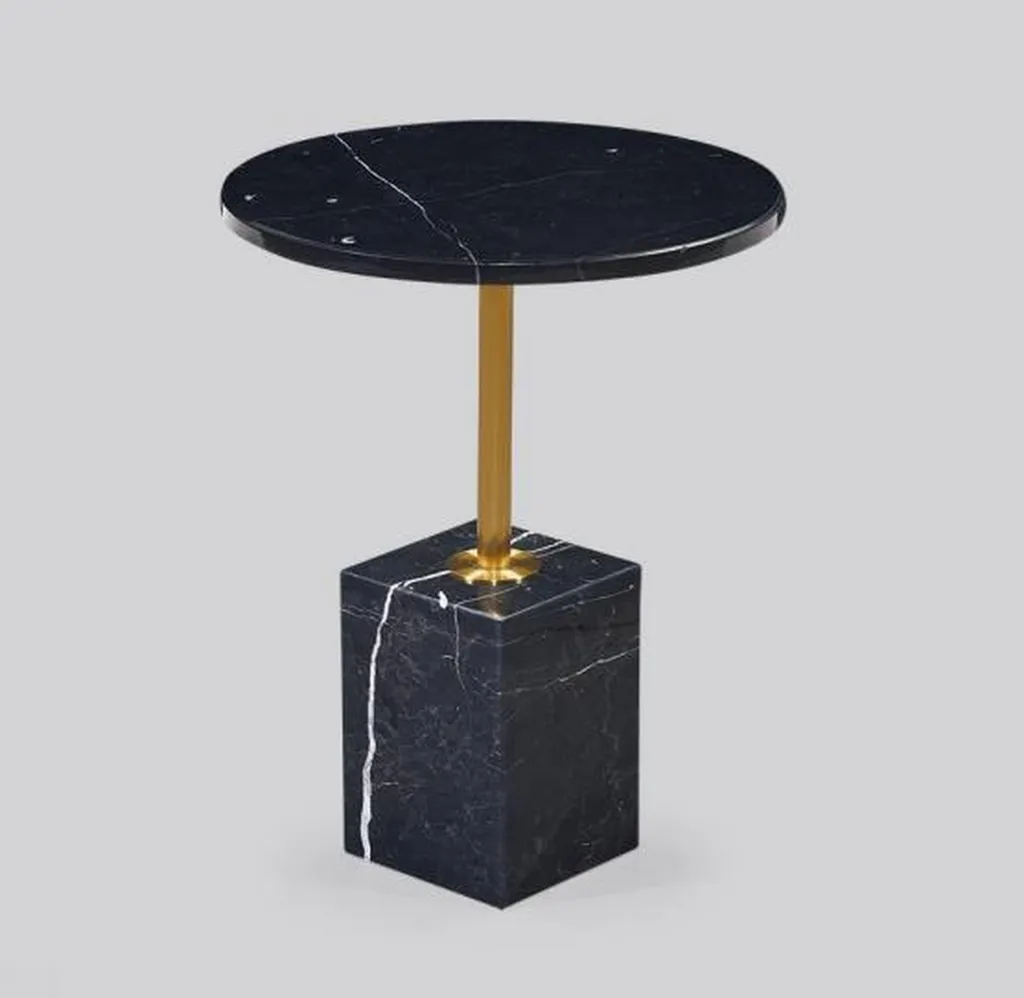 Table d'appoint ronde noire en métal pour salon style nouveau luxe chic