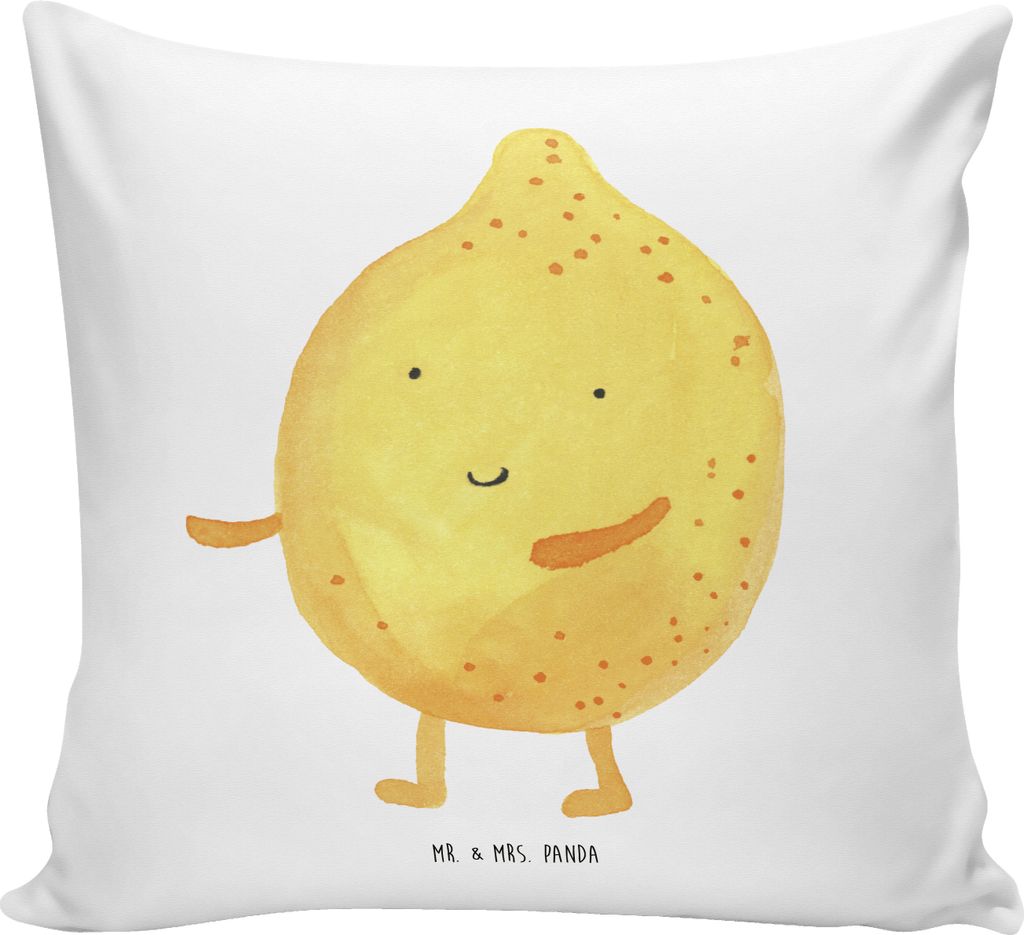 Mr. & Mrs. Panda Sofa Kissen Beste Freunde Zitrone - Weiß - Geschenk, Gute Laune, Dekokissen, zier, Kopfkissen 40x40, Fehlende Keywords, Kleines