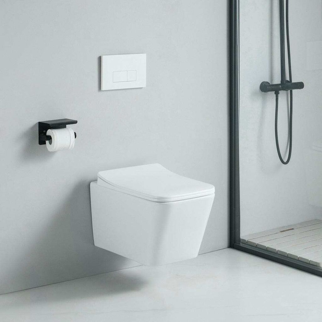 Wand-WC Set CALETO mit WC-Sitz spülrandlos weiß