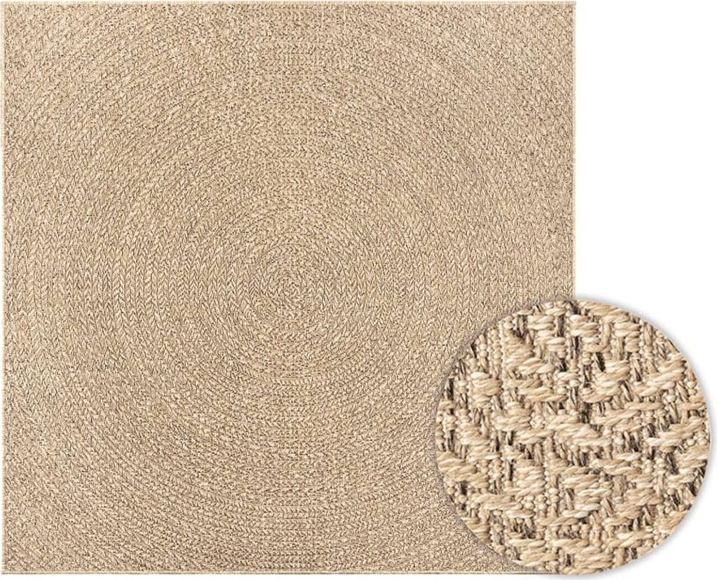 vidaXL Teppich ZIZUR 120x120 cm Jute-Optik Indoor und Produktbild 