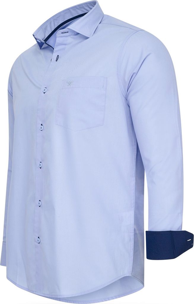 Cappuccino Italia Stretch Overhemd Milano Blau - Große XXL