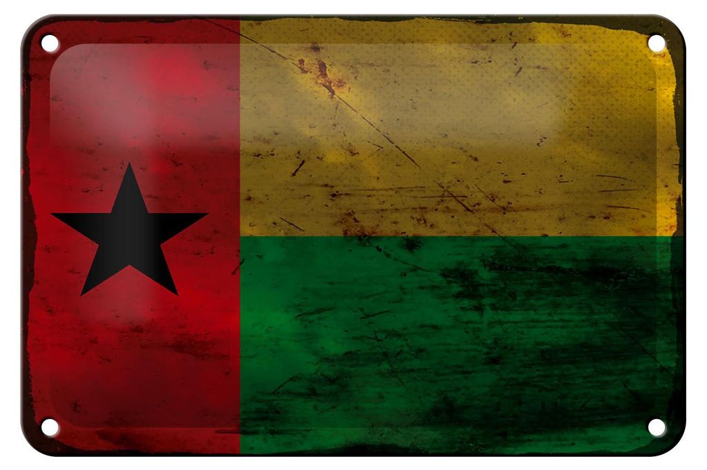 Blechschild Flagge Guinea-Bissau 18x12cm Guinea Rost Dekoration