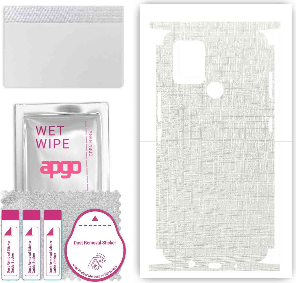 apgo Rückseite + Seiten Schutzfolie, Skin, kompatibel mit Tecno Pova, Hinten Displayschutzfolie aus Vinylfolie, kratzfest, einfache Montage - Wei...