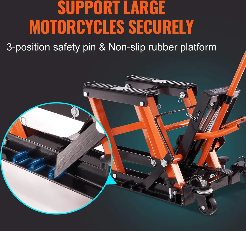 Piattaforma Sollevamento Moto 700kg | Cavalletto Regolabile 120-385mm - 4