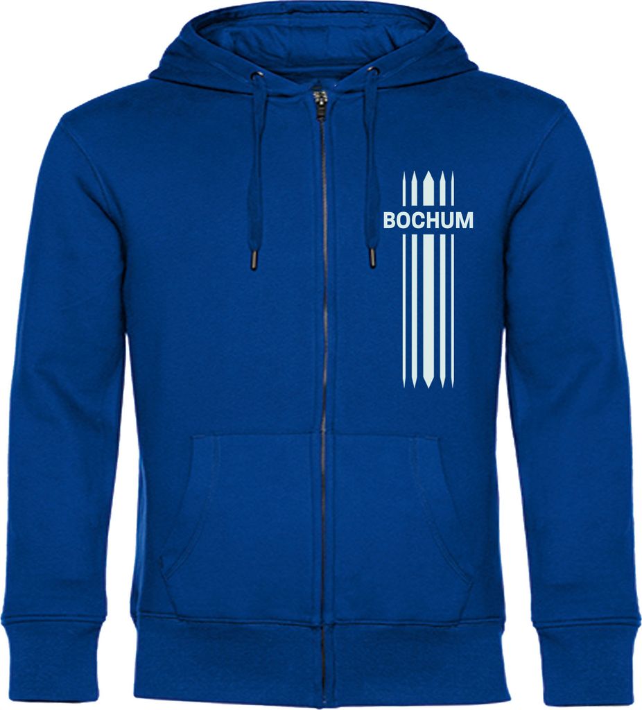 multifanshop Kapuzen Sweatshirt Jacke - Bochum - Streifen, blau, Größe XXL