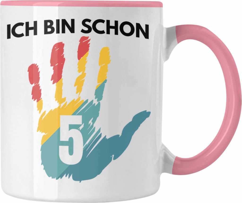 Trendation - Ich Bin Schon 5 Tasse Geschenk 5-Jähriger Junge Mädchen Geschenkidee (Rosa)