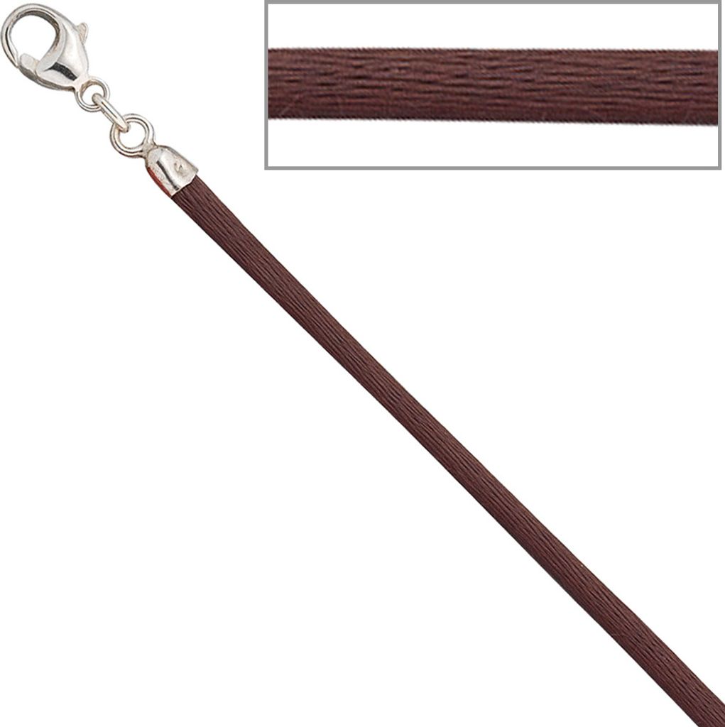 JOBO Collier Seide braun 2,8 mm 42 cm, Verschluss 925 Produktbild 