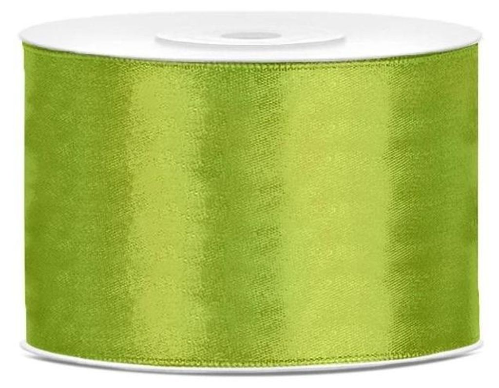 25m Satin Geschenkband apfelgrün 5cm breit Produktbild 
