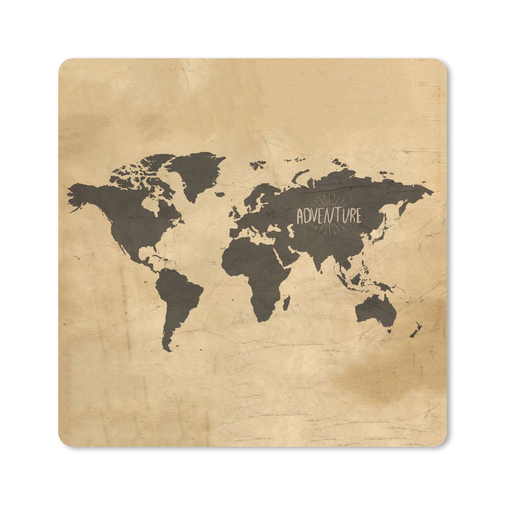MuchoWow Mauspad Mousepad Weltkarte - Braun - Vintage 20x20 cm - Mousepads - Maus Mat - Pad - Mausunterlage - Desk Mat - Bureauartikeln