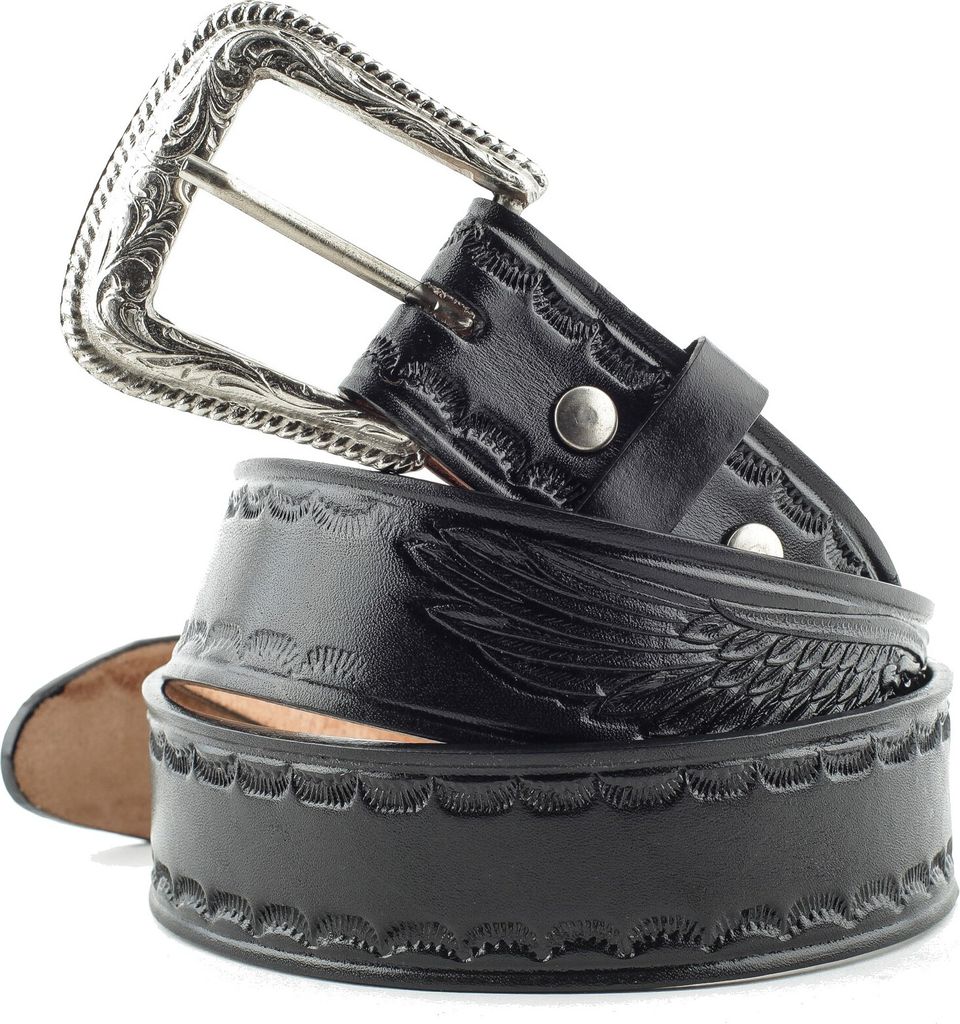 Ledergürtel Westerngürtel Cowboygürtel »WG-55« Schwarz