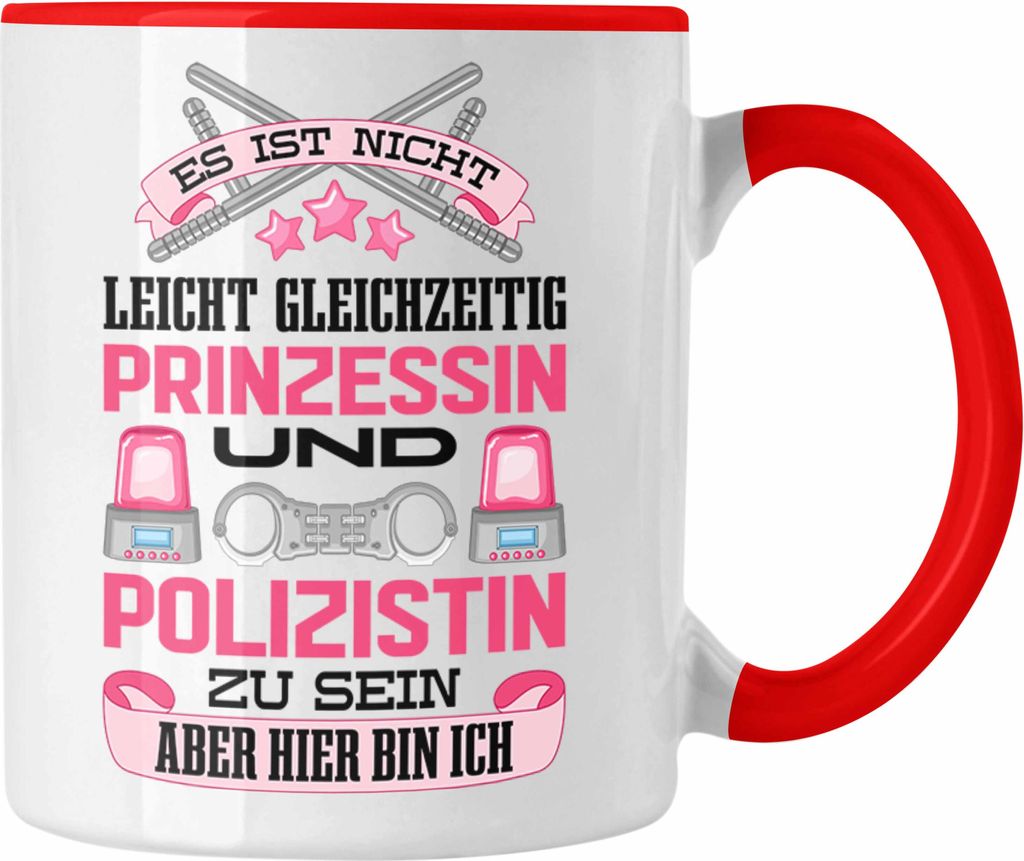 Trendation - Polizistin Geschenk Tasse mit Spruch Geschenke Polizei Frauen Lustig Blaulichtmilieu (Rot)