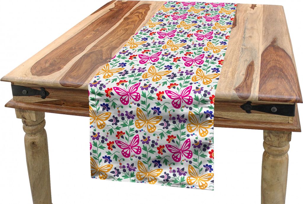 ABAKUHAUS Frühling Tischläufer, Vibrant Sommer-Blüte, Esszimmer Küche Rechteckiger Dekorativer Tischläufer, 40 x 225 cm, Mehrfarbig