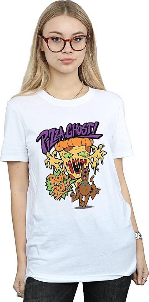 Scooby Doo - "Pizza Ghost" T-Shirt für Damen BI1599 (L) (Weiß)