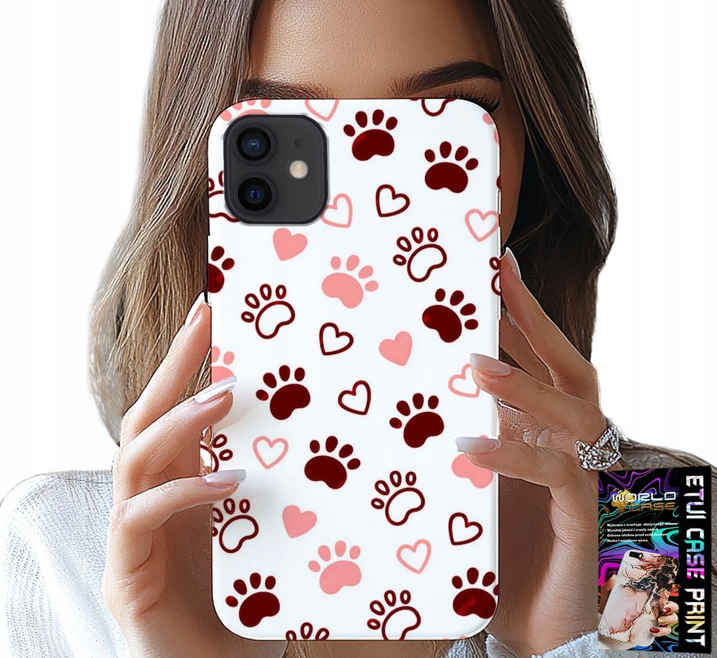 Étui Pour Iphone 13 Mini - Pattes De Chien Sur Fond Blanc, Image du produit 