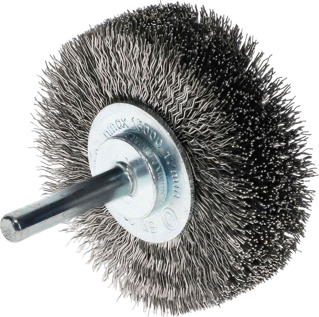 Osborn Drahtbürste für Bohrmaschine ø 60x18mm - Drahtbürstenaufsatz für schwer zugängliche Stellen - Rundbürste mit Schaft, gewellter Draht