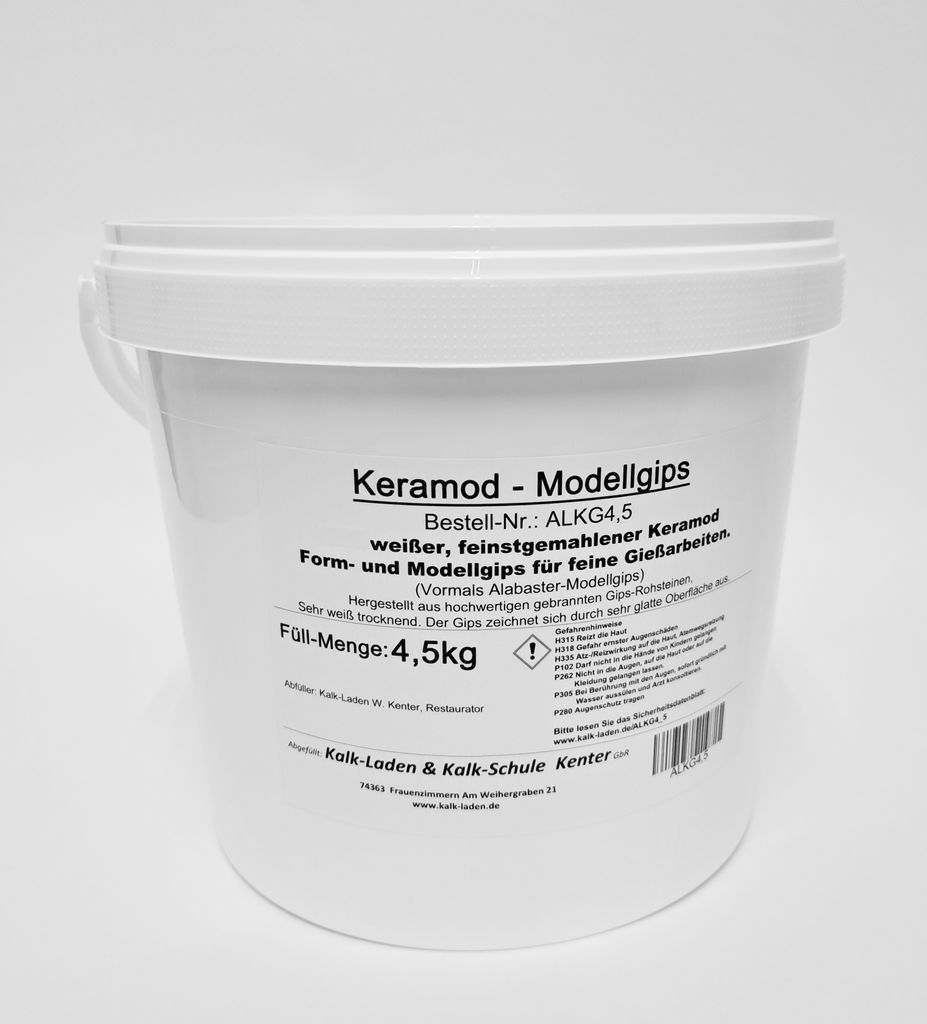 Keramod/Modellgips, 4,5 kg, im Eimer, alabastergleich, feinst gemahlen, weiß