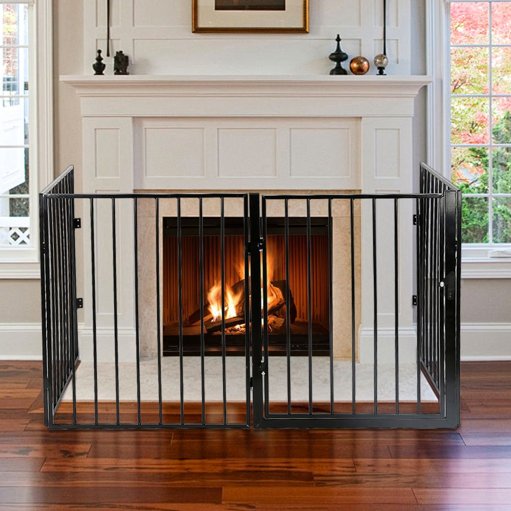 Baby Kaminschutzgitter klappbar,Türschutzgitter Extra Hoch, Schutzgitter Treppenschutzgitter Absperrgitter für Kinder, Hund und Katze 240x2.5x75cm