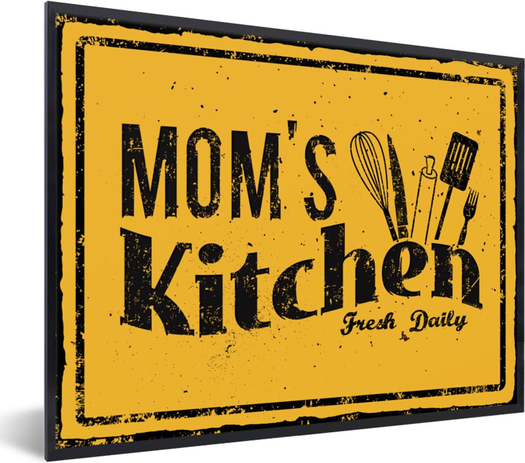 MuchoWow Gerahmtes Poster Küche - Mutter - Küchenutensilien 40x30 cm - Poster mit Schwarzem Bilderrahmen Wandposter Rahmen Foto Bilder - Kunstp...