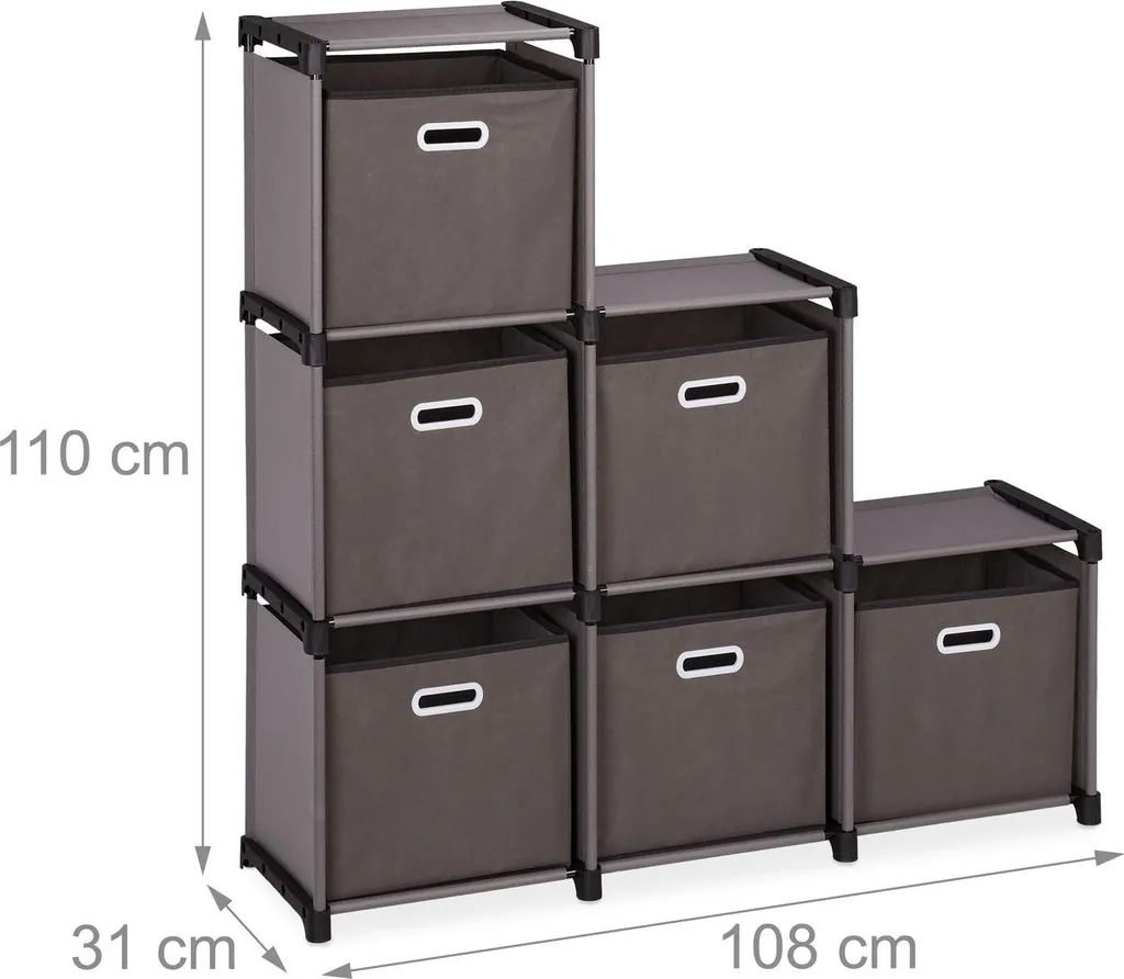 Étagère grise à 6 compartiments modulables pour un rangement optimisé