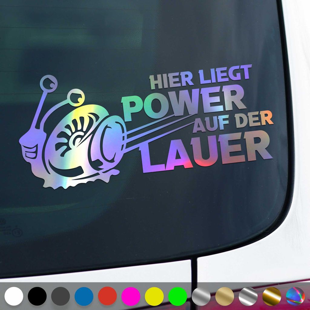PantherPixel Schnecke Aufkleber Hier Liegt Auf Der Lauer Power Sticker Auto Geschenkidee Farbe Oilslick-Hologramm