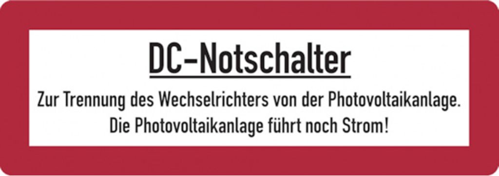 Dreifke Aufkleber | Feuerwehrschild, DC-Notschalter,74 x 210 mm, Folie - 210...