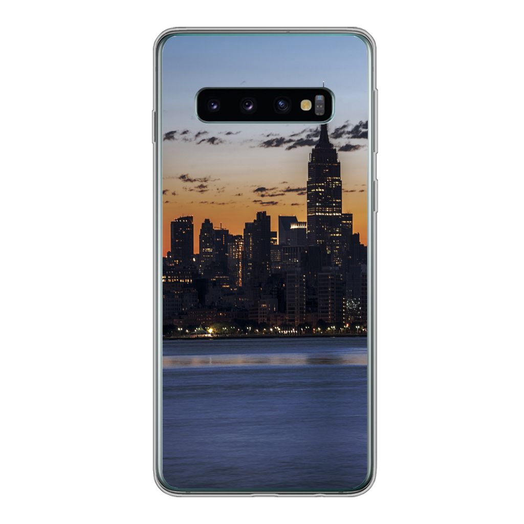 MuchoWow Handyhülle Schutzhülle Hülle für Samsung Galaxy S10 New York - Skyline - Amerika Silikon Softcase Handy Hülle - Handytasche