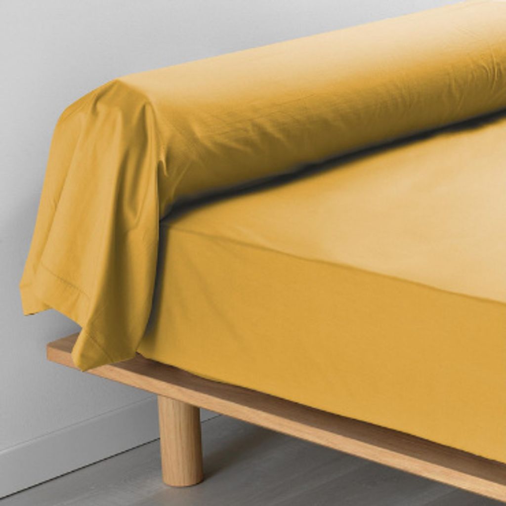 Nackenrolle aus honiggelbem Perkal, 85 x 185 cm