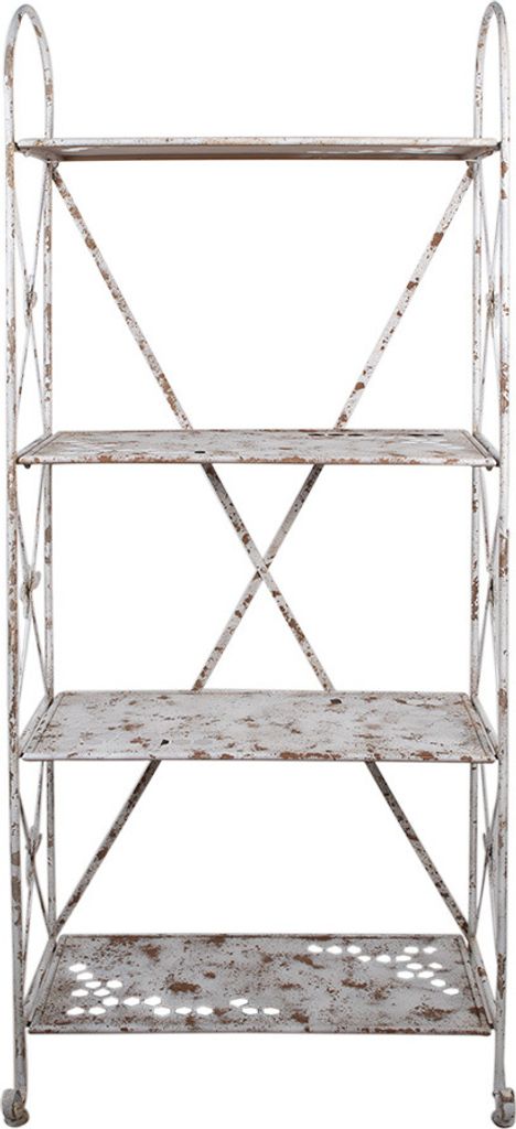 Clayre & Eef Wandregal 76x47x177 cm Weiß Braun Metall Produktbild 
