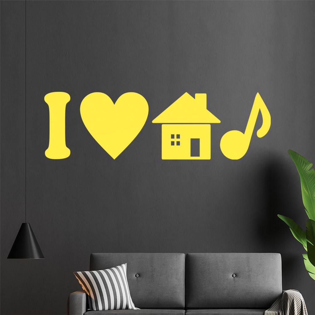 I love housemusic Note Wandtattoo in 6 Größen - Wandaufkleber Wall Sticker - Dekoration, Küche, Wohnzimmer, Schlafzimmer, Badezimmer