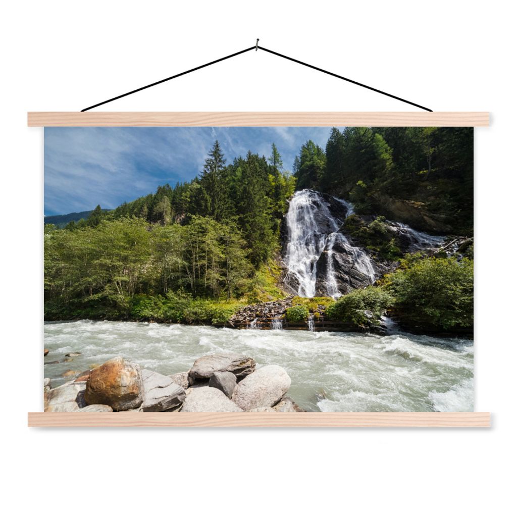 MuchoWow Textilposter Wasserfall am Großglockner in Österreich 60x40 cm mit holzfarbenen Rahmen - Bilder