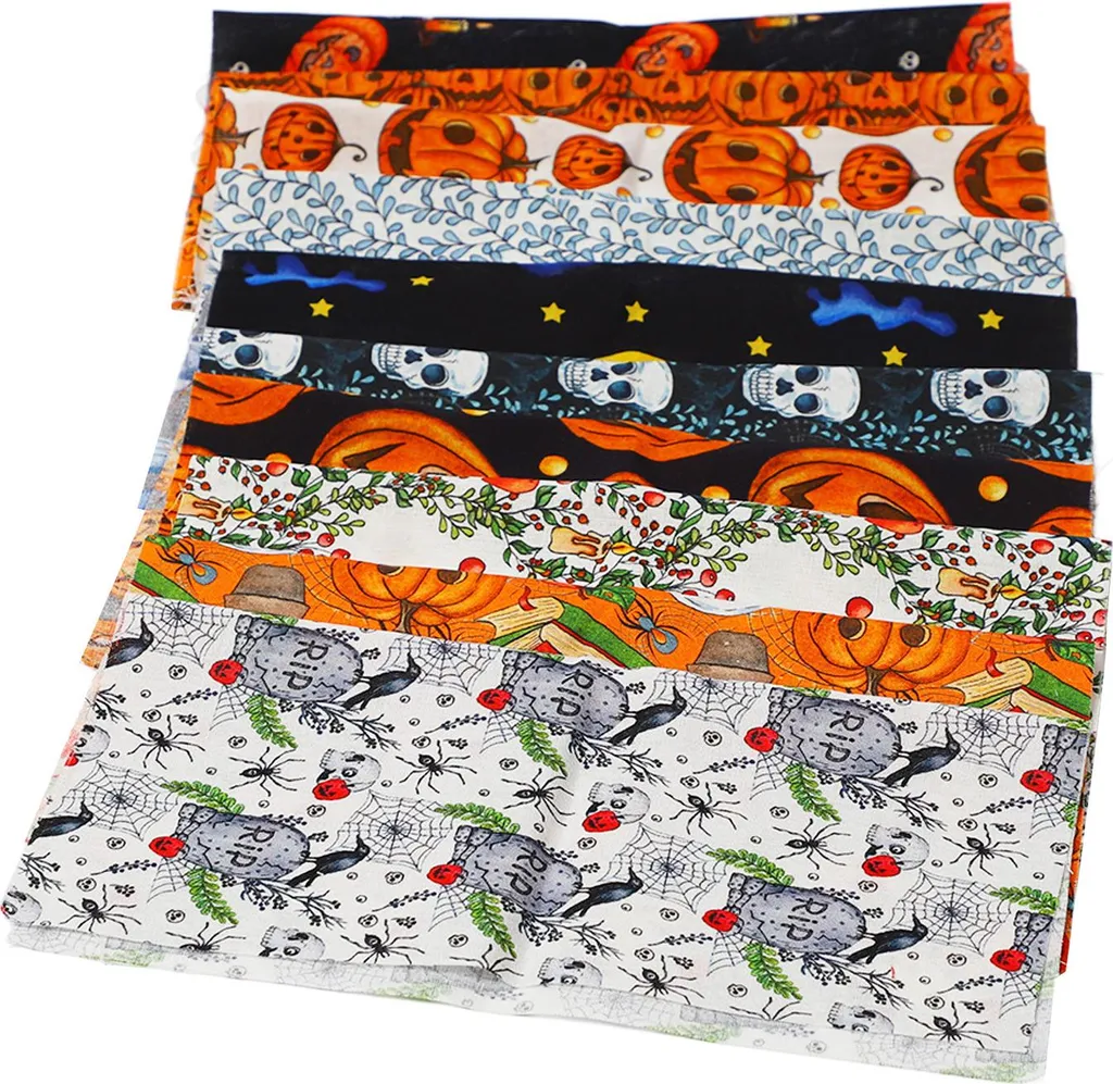 Tissu de Coton pour Décoration Halloween Couture et Patchwork 50x50cm 10pcs - 5