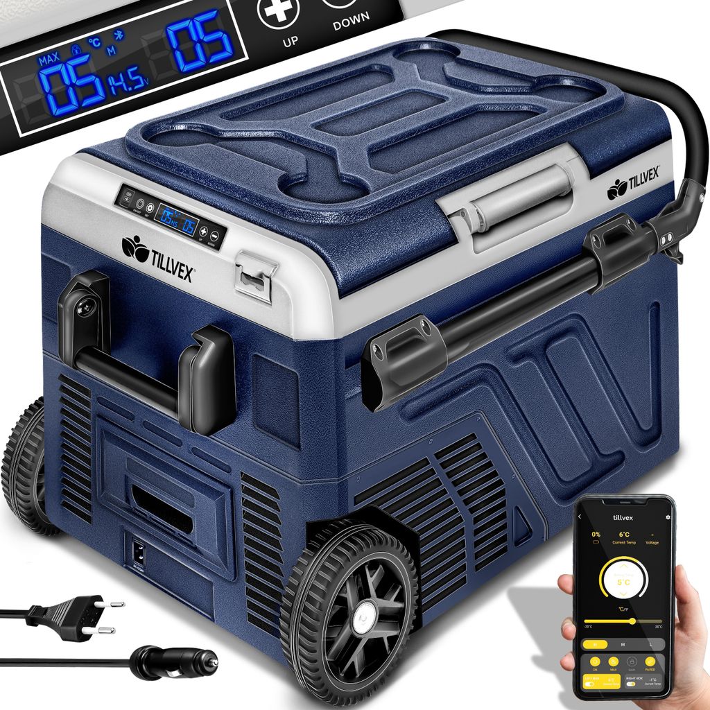 tillvex® Kompressor Kühlbox elektrisch 60 Liter / Navyblau Produktbild