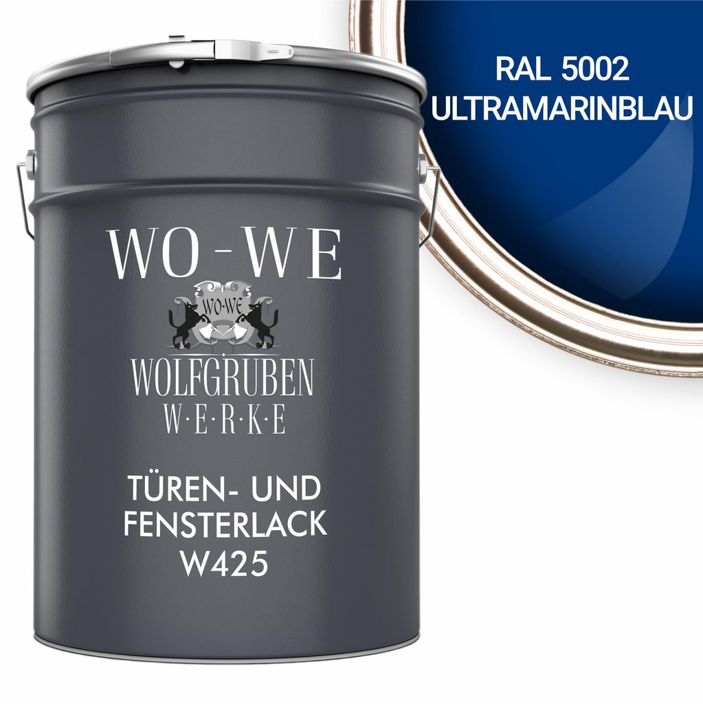 Türen und Fensterlack 3in1 Türenlack Klarlack Holzfenster Farbe W425 Ultramarinblau - 2,5L