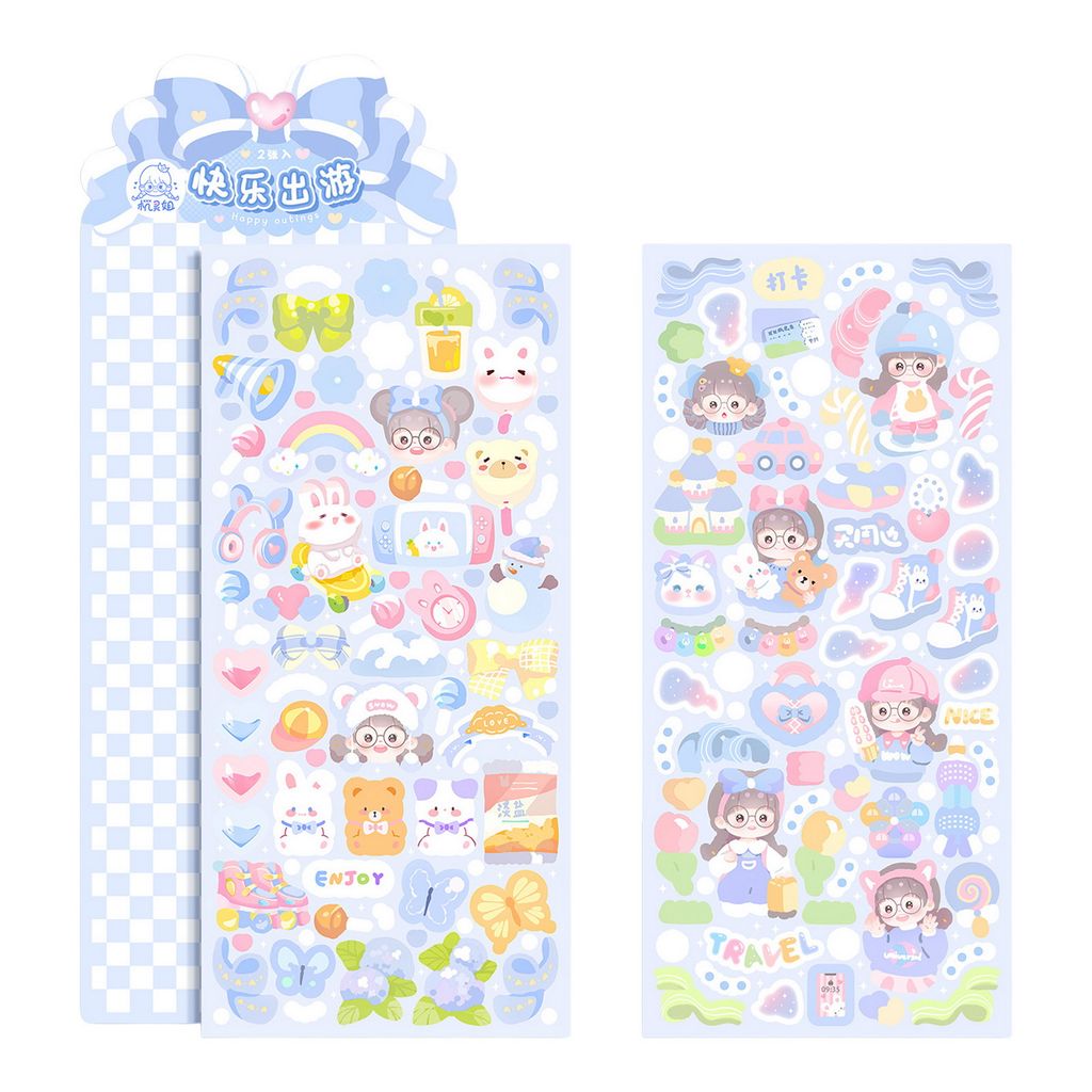 1 Pack DIY-Aufkleber mit sterben schneidend Cartoon Girl Selbstkleber Kartendekoration Scrapbook Aufkleber Schrein-Blau