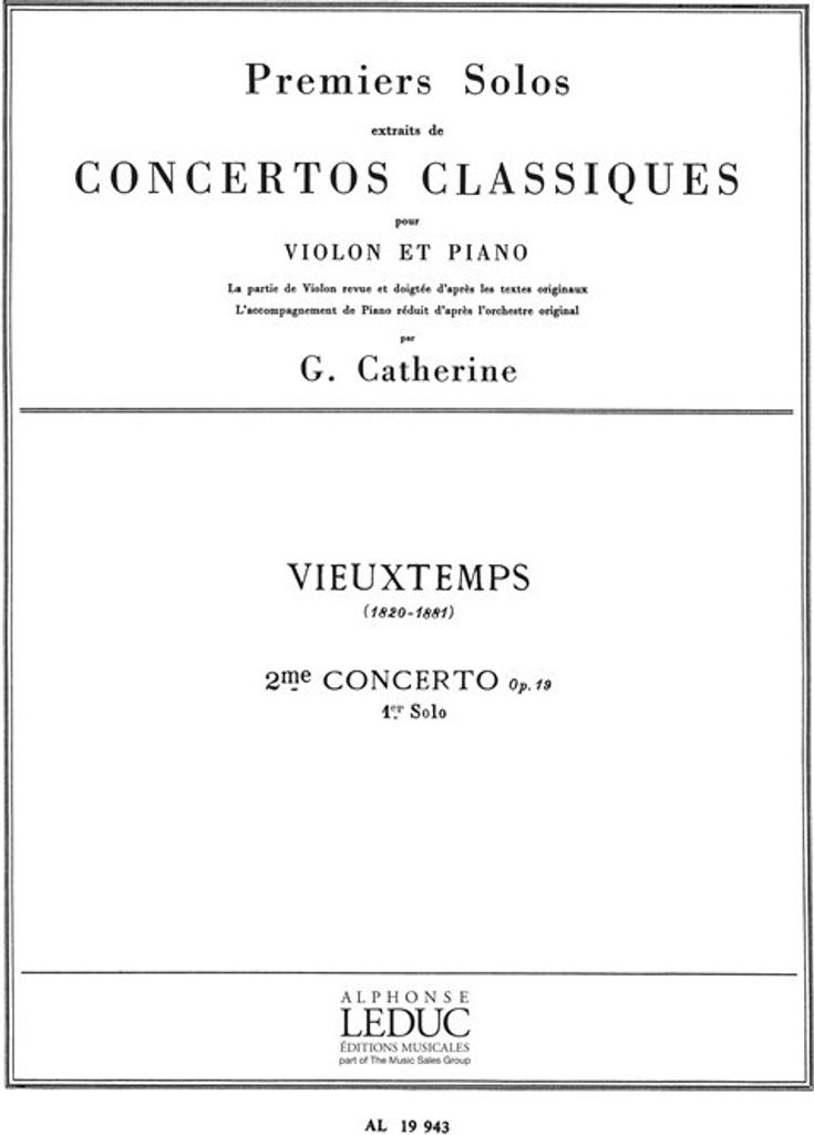 Vieuxtemps/Catherine Premier Solo Extrait Concerto N02 Op19 Violon Et Piano