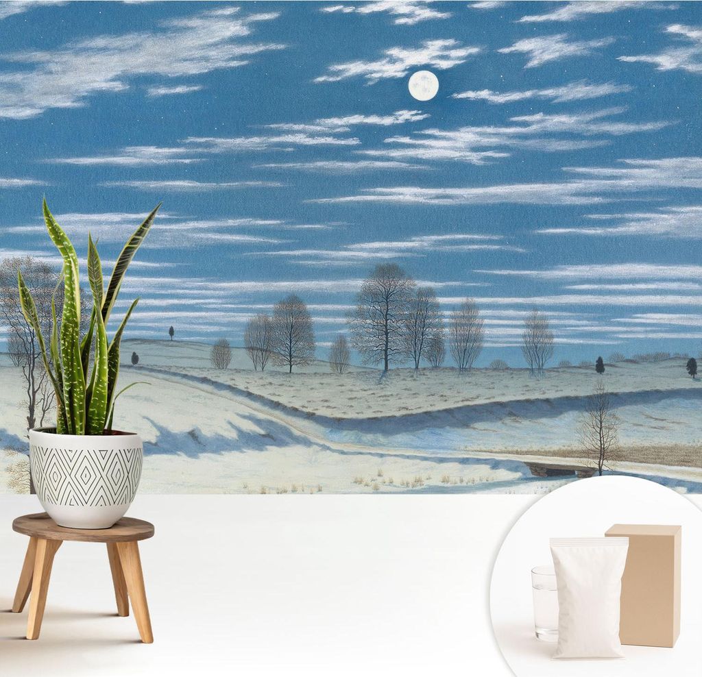 Fototapete - 208x146 cm - Tapete - Wandtapete - Wandbilder - Dekofolie - Tapete Folie - Wand - Dekoration - Wohnzimmer - Winterlandschaft
