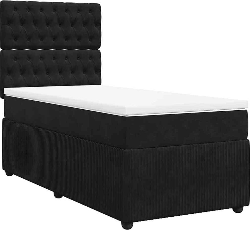 vidaXL Boxspringbett mit Matratze Schwarz 100x200 cm Samt