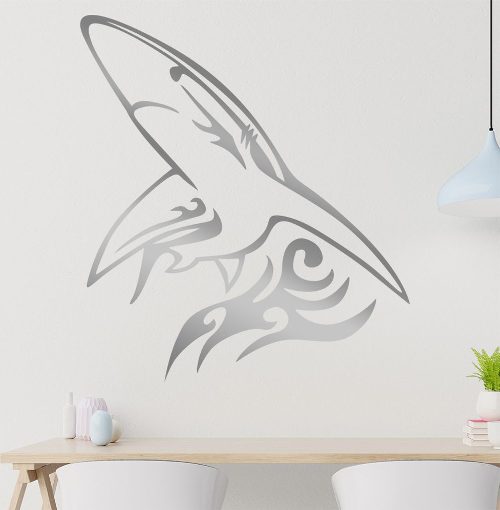 Tribal Hai Wandtattoo in 6 Größen - Wandaufkleber Wall Sticker - Dekoration, Küche, Wohnzimmer, Schlafzimmer, Badezimmer