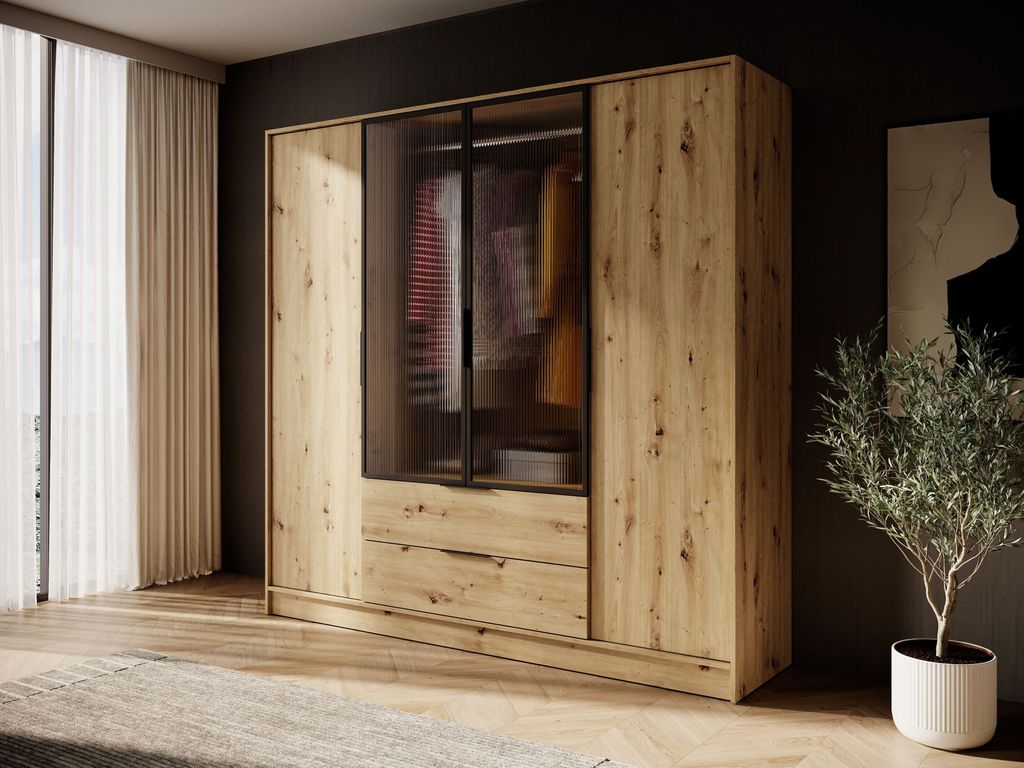 Kleiderschrank 206 cm COSIMA – Eiche, handgefertigt