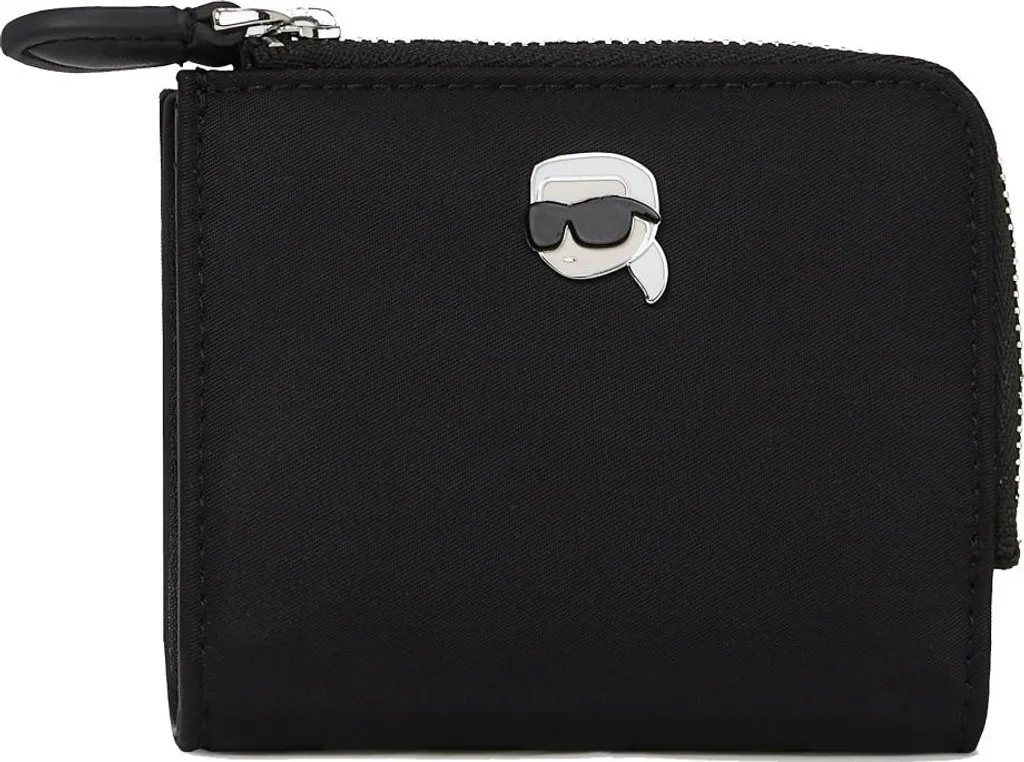 Portefeuille Compact Karl Lagerfeld Ikon Nylon Noir Idéal pour Petit Sac