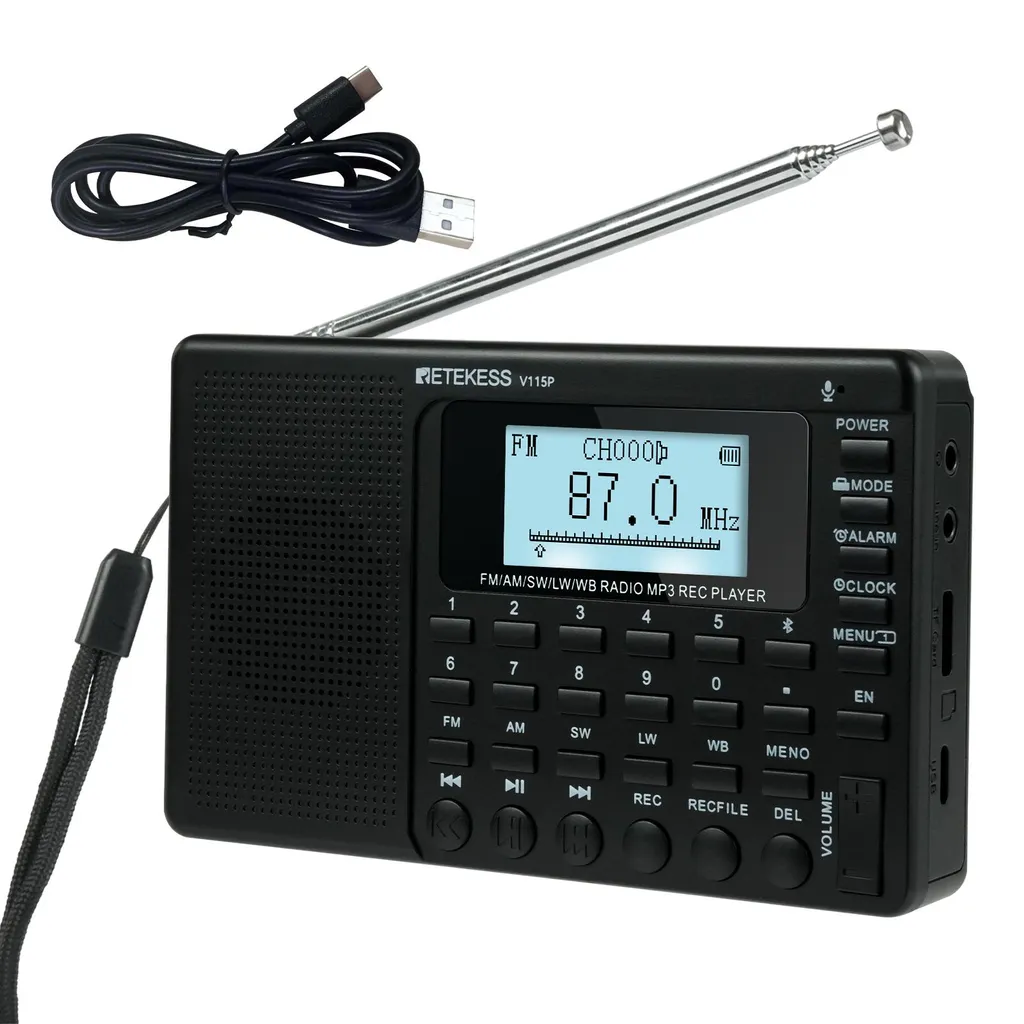 Retekess V115P Radio Portatile AM FM SW LW WB | Emergenza e Camping