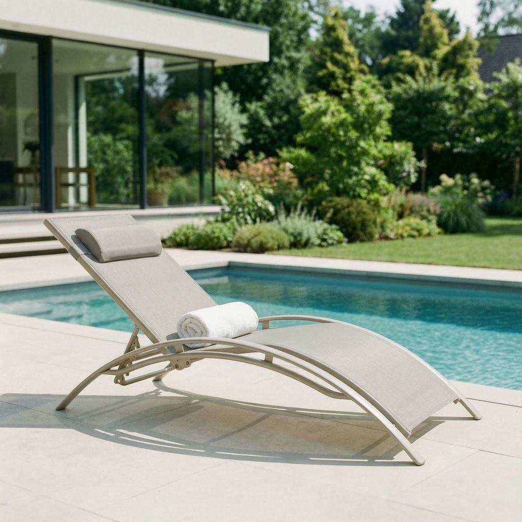 Gartenliege RELAX mit verstellbarer Rückenlehne und Kissen, Produktbild 