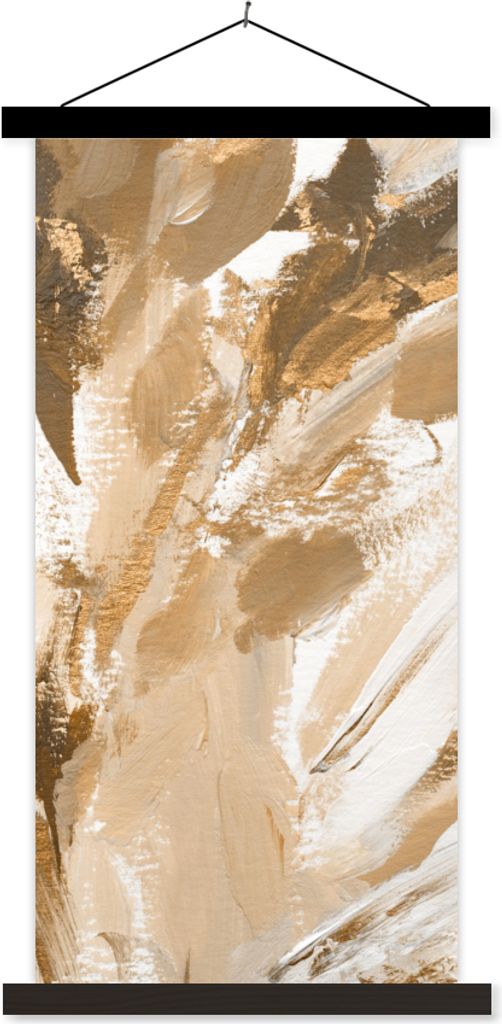 MuchoWow Textilposter Farbe - Gold - Beige 40x80 cm mit schwarzem Rahmen - Wandemalerei