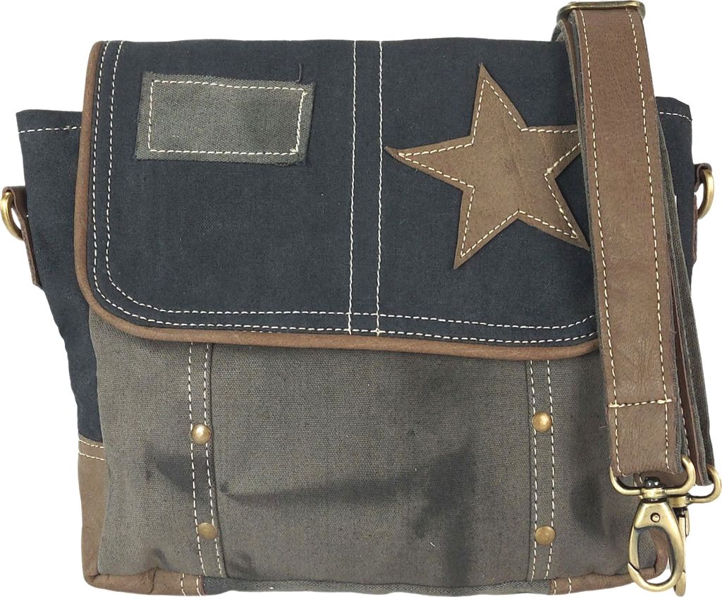 Sunsa Damen Umhängetasche. Messenger Tasche aus Canvas/Leder. Kleine Vintage Crossbody