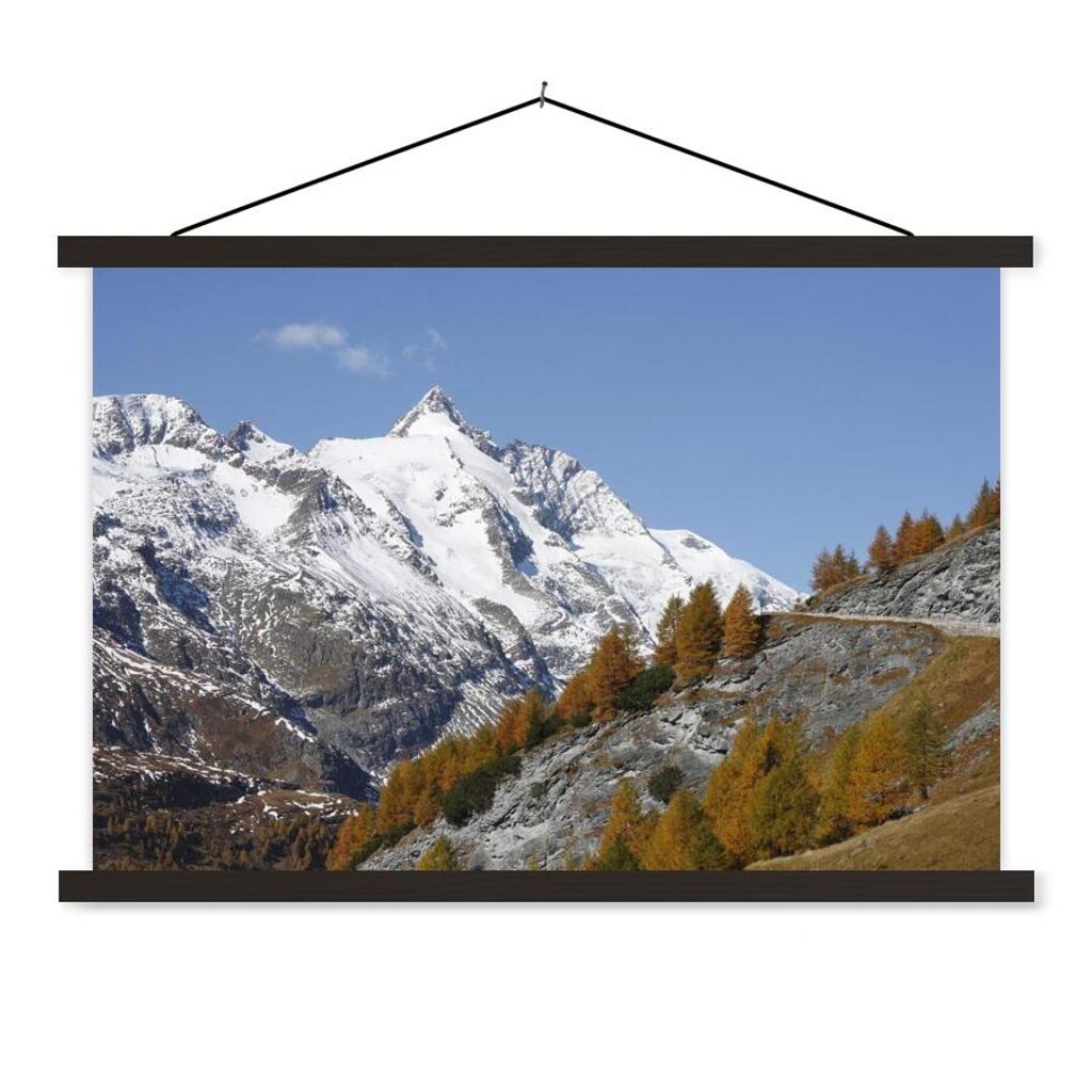 MuchoWow Textilposter Großglockner mit Blick von der Großglockner Hochalpenstraße 60x40 cm mit schwarzem Rahmen - Hölzernes